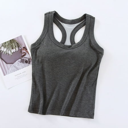 Aloohaidyvio Women s Workout Tank Tops Built in Bra Racerback Longline Sports Bra Sleeveless Yoga Athletic Camisole