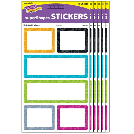 TREND Color Harmony Painted Labels superShapes Stickers - Large, 24 Per Pack, 6 Packs