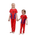 thumbnail image 4 of Family Matching Superhero Pajamas Set Red Blue Spider Graphic Short Sleeve Top Long Pants Halloween Sleepwear Loungewear, 4 of 4