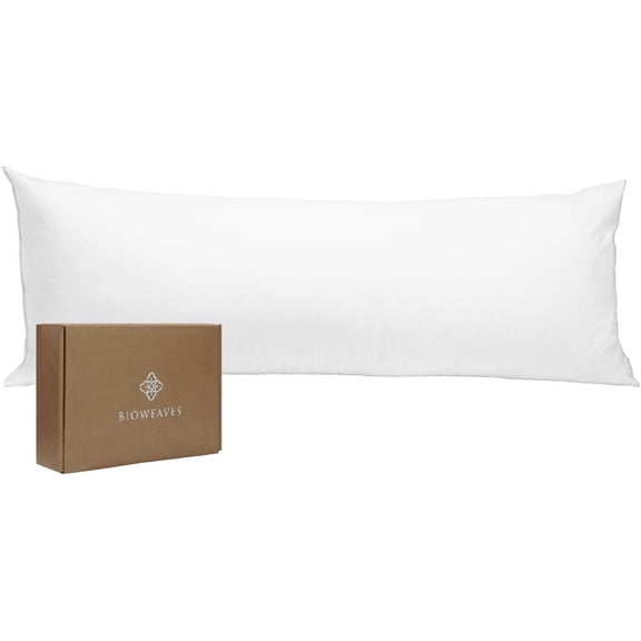 Bioweaves 100% Organic Cotton Body Pillow Cover for Body Pillowcases 300 Thread Count Soft Sateen Weave GOTS Certified with Zipped Closure - 21" x 54", White