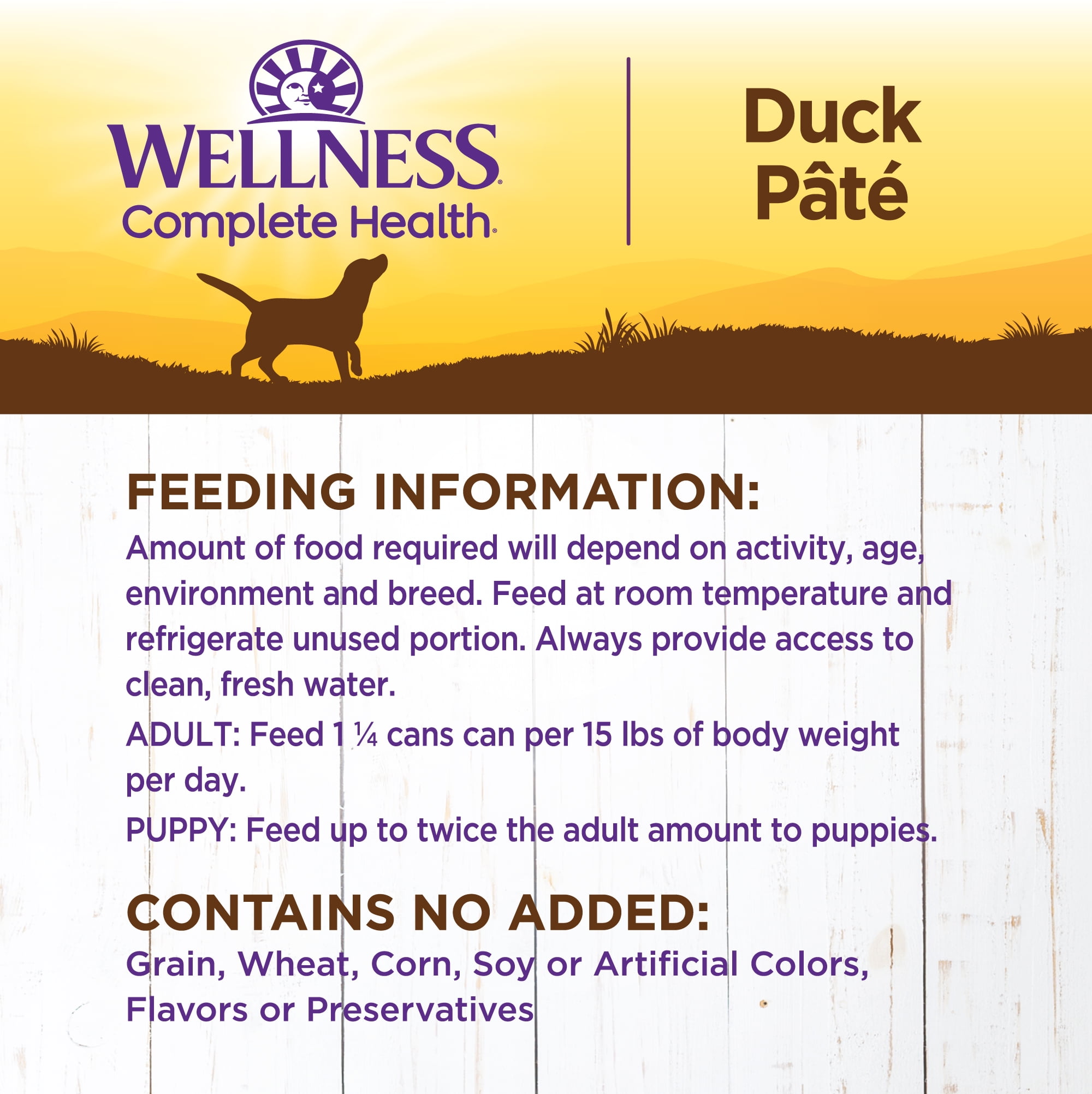 Wellness Complete Health Pate Adult Canned Wet Dog Food, Wholesome Grains, Natural, Duck and Sweet Potato, 12.5 oz, Pack of 12 Cans