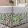 thumbnail image 1 of Floral Bed Skirt, Repetitive Botany Pattern with Funny Spring Flowers Blossoming, Elastic Bedskirt Dust Ruffle Wrap Around for Bedding Decor, 4 Sizes, Pale Yellow Multicolor, by Ambesonne, 1 of 2