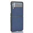 thumbnail image 2 of Case for Samsung Galaxy Z Flip 4 Lychee Pattern PU Leather Folding Cover, Rugged PC Bumper Shockproof Lens Protection Anti-Scratches Slim Case for Samsung Galaxy Z Flip 4,Darkblue, 2 of 7