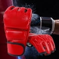 thumbnail image 5 of BOROCO Guantes De Boxeo Sin Dedos, 1 Par De Guantes De MMA para Adultos, Guantes De Palma Abiertos De Medio Dedo para Kickboxing, Muay Thai, Taekwondo, Uso para Hombres Y Mujeres(Rojo), 5 of 5