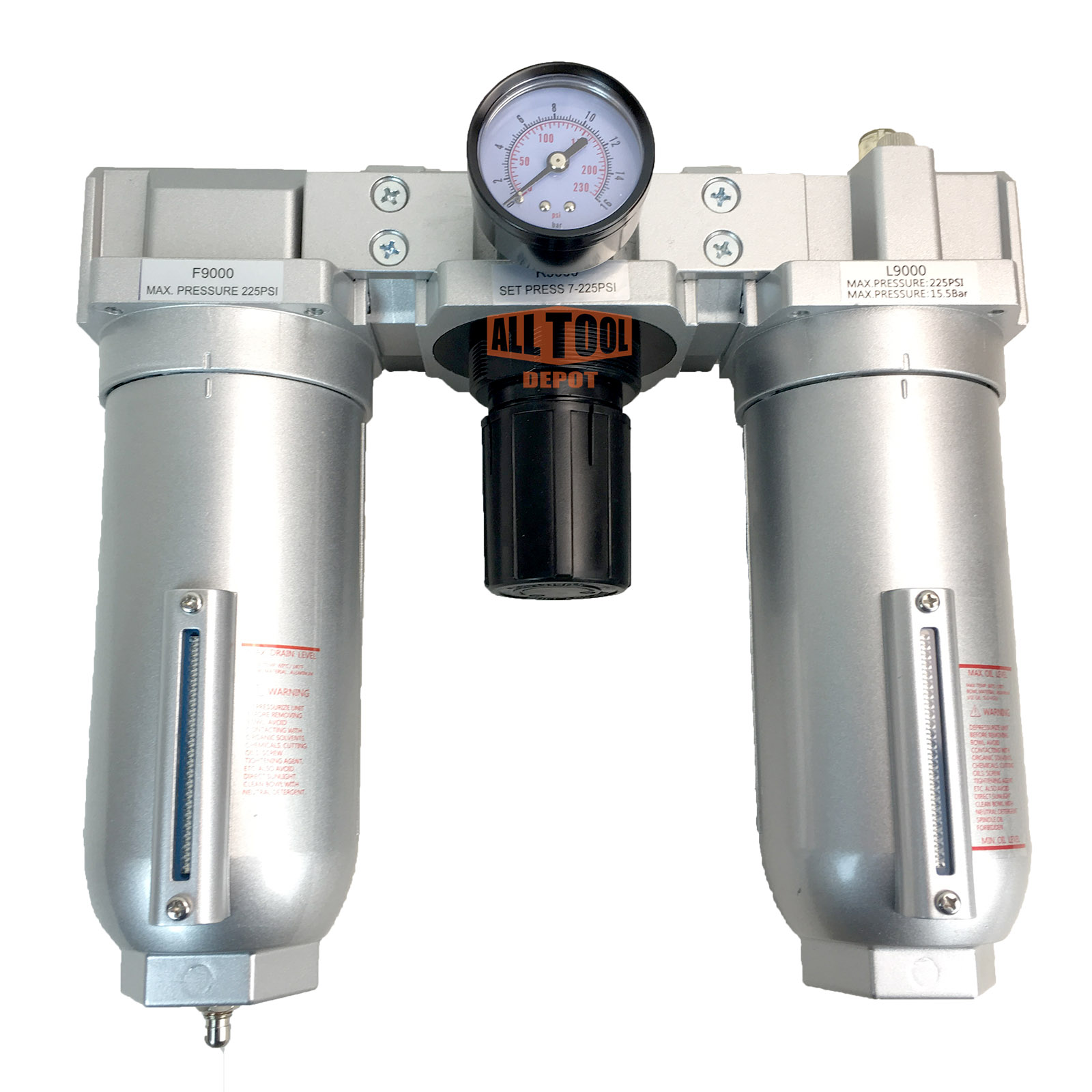 1" NPT SUPER DUTY Compressed Air In Line Filter Regulator Lubricator