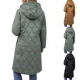 thumbnail image 4 of Women's Quilted Jacket Zipper Up Hooded Long Lightweight Padding Down Coat (Black S), 4 of 7