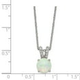 thumbnail image 2 of Cheryl M 925 Sterling Silver Rhod-plated Lab Created White Opal Cabochon & CZ 18in Necklace; for Adults and Teens; for Women and Men, 2 of 2