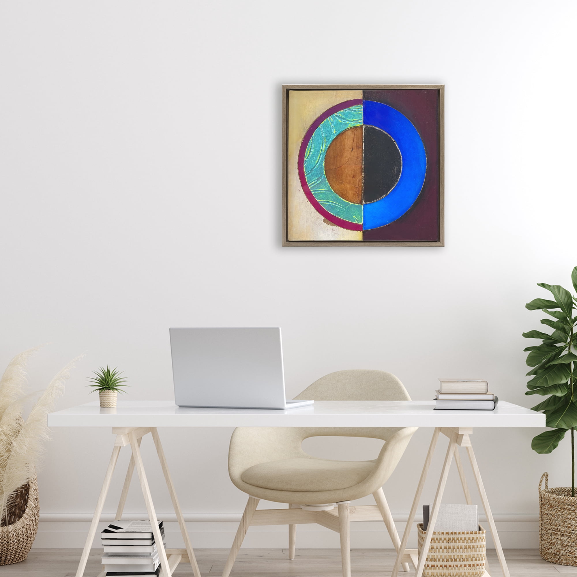 Stupell Industries Nautical Split Circle Brown Framed Floater Canvas Wall Art, design by Matthew Finger
