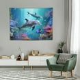 thumbnail image 2 of ONETECH  Funny Dolphin Tapestry Blue Sea Ocean Underwater Fish Coral Tapestry Marine Life Creature Tapestry Wall Hanging for Kids Children Bedroom Living Room Dorm Wall Art Home Decor, 2 of 7