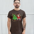 thumbnail image 3 of Tee Hunt Santa Claus Dabbing with Christmas Tree T-shirt Merry and Bright Men's Tee, Brown, Large, 3 of 5