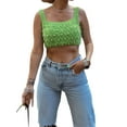 thumbnail image 3 of SAYOO Women Knit Crop Tops, Sleeveless Artificial Pearl Decoration Wide Shoulder Straps Elastic Vest Streetwear, 3 of 10