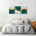 thumbnail image 3 of 3 Pieces Framed Canvas Print Wall Art Set Geometric Gold Green Paint Strokes Abstract Shapes Illustrations Modern Art Decorative Multicolor Chic for Living Room Bedroom Office - 12" x 16" x 3, 3 of 6