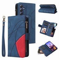 YEYKX for Samsung Galaxy A16 5G Wallet Phone Case with 9 Card Holder Zipper Pocket, Magnetic Closure Premium Folio PU Leather Flip Case with Wrist Strap for Samsung Galaxy A16 5G,Blue