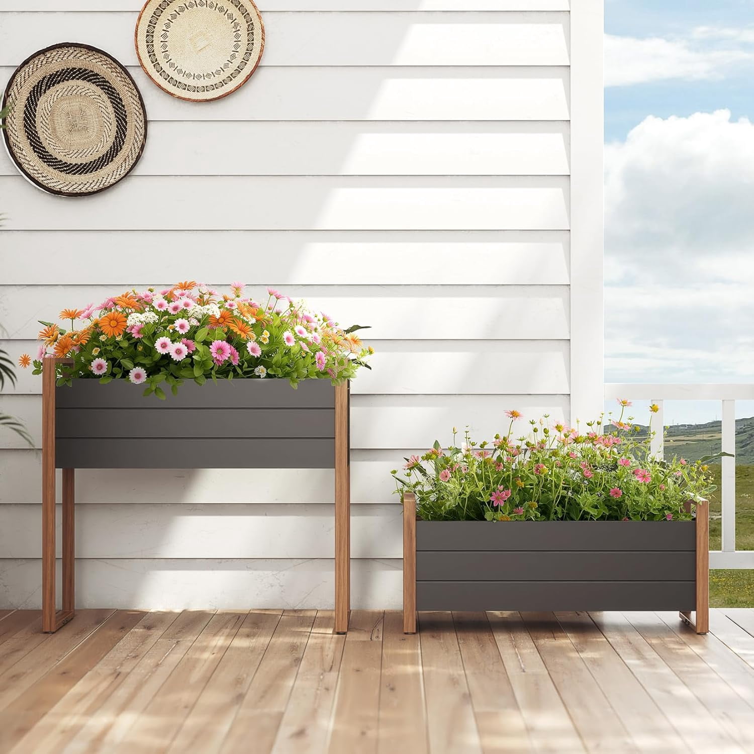 Grand Patio Metal Raised Garden Bed with Legs, Outdoor Planter Box, 660 lb Capacity, 39 x 15 x 36 Inches