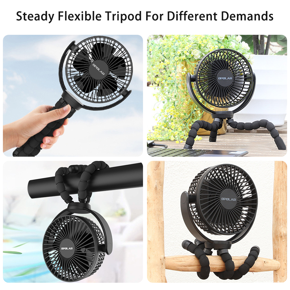 Ventilateur Poussette Portable Avec Trépied Flexible - 3 Vitesses, Rotation 360°, Silencieux - Pour Bureau, Siège Auto, Camping (batterie USB 500mAh)