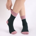 thumbnail image 5 of Women's Cotton Crew Socks - Colorblock Stripes Fashion Ultra-Soft Cute Comfortable Casual Vintage Socks 4 Pairs (US, Numeric, 4, 7, Regular, Regular, Dark green/Pink), 5 of 6