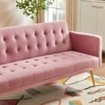 thumbnail image 4 of SYNGAR Couches for Living Room, Velvet Upholstered Convertible Sofa Bed with Armrests, Metal Legs, Adjustable Backrest, Mid Century Futon Sofa and Couch for Home Apartment Living Room, Pink, 4 of 10