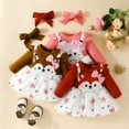 thumbnail image 4 of Esaierr 2PCS 0-18M Newborn Girls Dress Sweet Spring Fall Tulle Print Splice Dress Long Sleeve Casual Bow Comforts Dress, 4 of 5