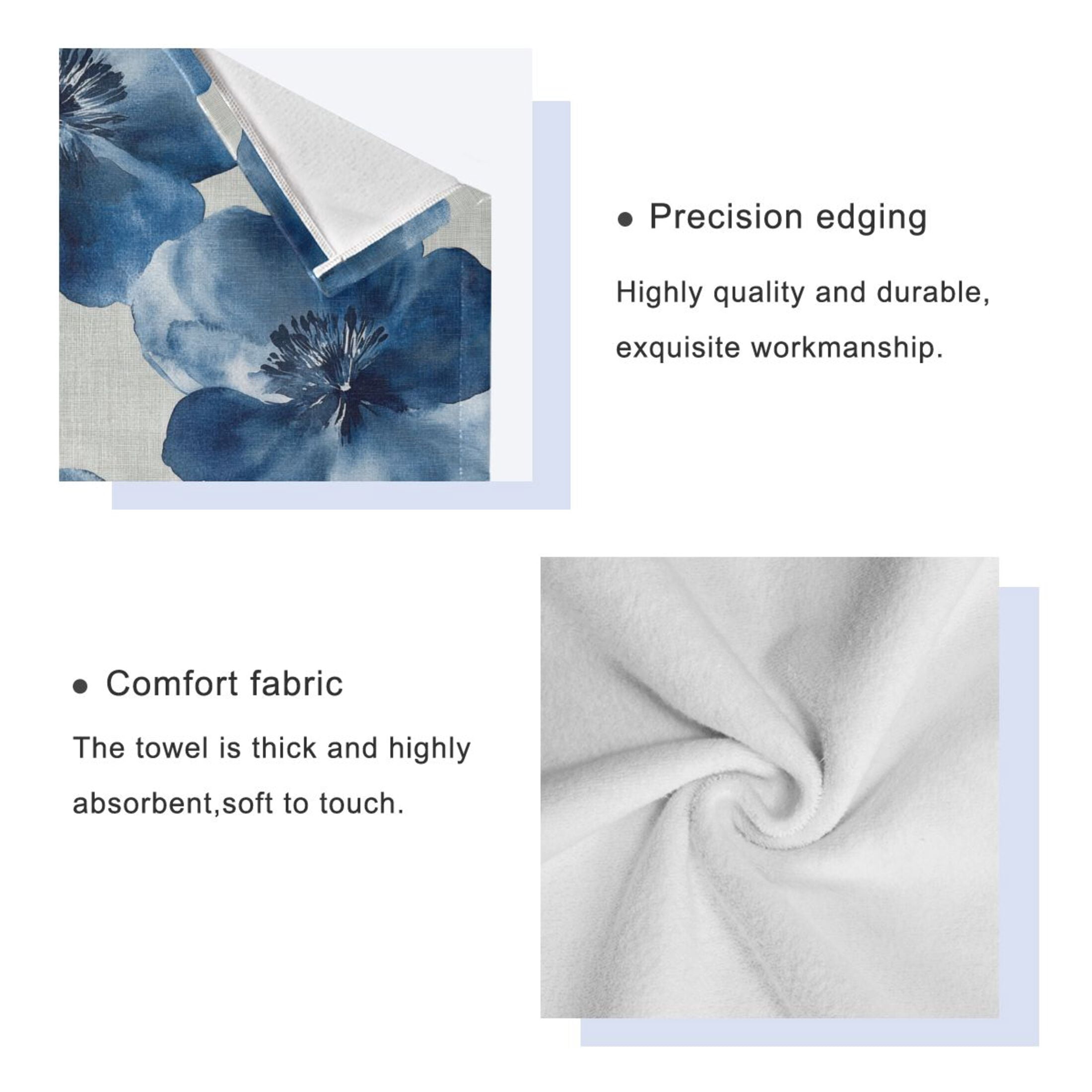 Three-Piece Towel Set Face Towel Towel Set Hand Towel Bath Towel Cotton Bath Towels Bath Towel Sets Hand Bath Towels Super Beautiful Blue Flowers