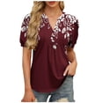 thumbnail image 1 of Camiseta de Cuello en V de Impresión Casual de Manga Corta de las Mujeres, Top Cómodo Ligero para la Primavera Y el Verano, 1 of 6