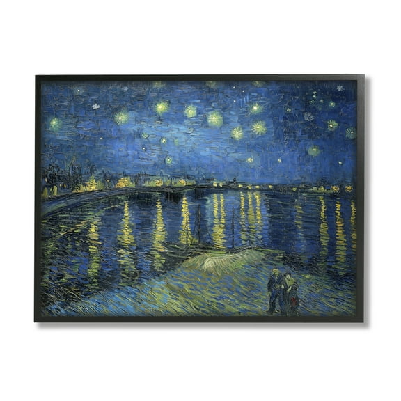 Stupell Starry Night Over Rhone Classic Landscape Painting Black Framed Art Print Wall Art