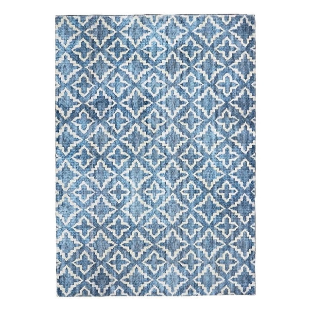 Linon Motif Imprimé Faux Lapin Tapis de Zone Polyester 5'x7' en Bleu