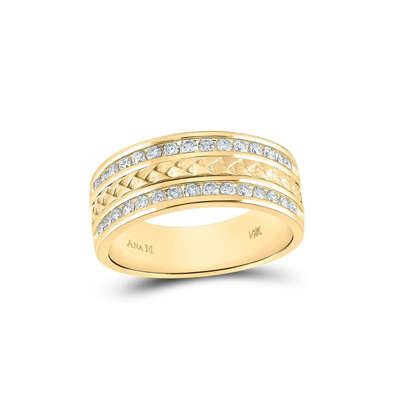 14kt Yellow Gold Mens Round Diamond Wedding Braid Inlay Band Ring 3/4 Cttw