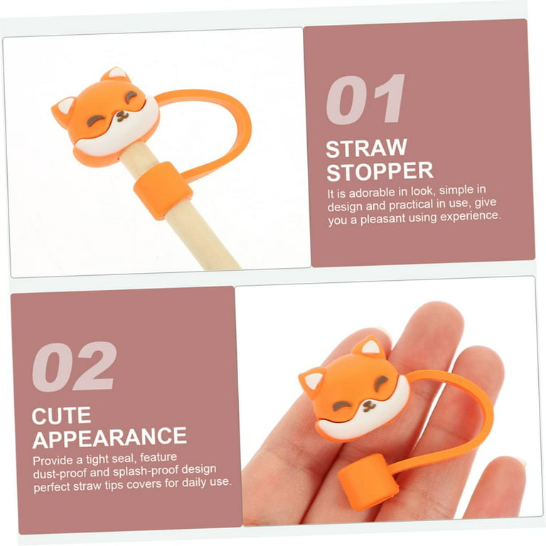 Cute Animals Straw Cover Reusable PVC Silicone Straw Toppers