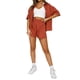 thumbnail image 1 of Sunloudy Conjunto de 2 piezas de verano a juego para mujer, camisa abotonada de media manga de color sólido + conjunto de pantalones cortos con cintura elástica para damas Sunloudy  S M L XL XXL, 1 of 9