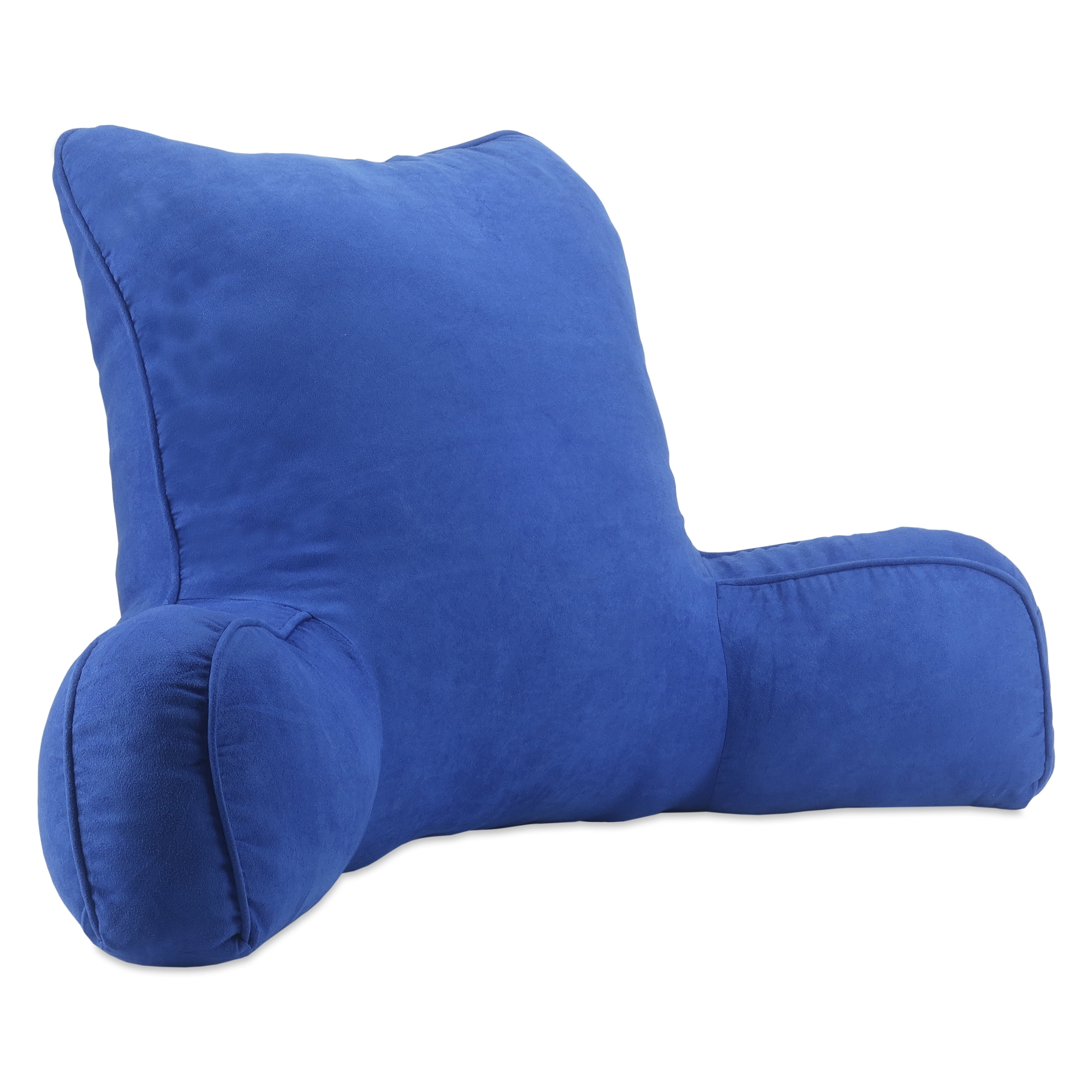 Oversized Bed Rest Lounger Pillow - Faux Suede Fabric with Polyester Filling, Solid Color Blue