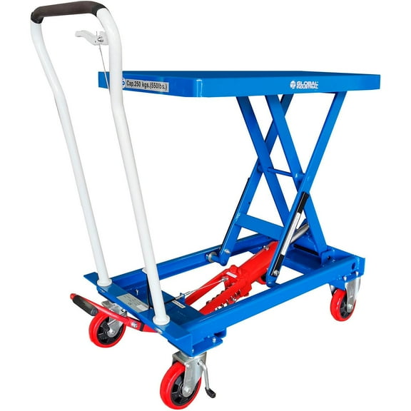Mobile Scissor Lift Table 550 Lb. Capacity, 32 x 19 Platform, Single Scissor