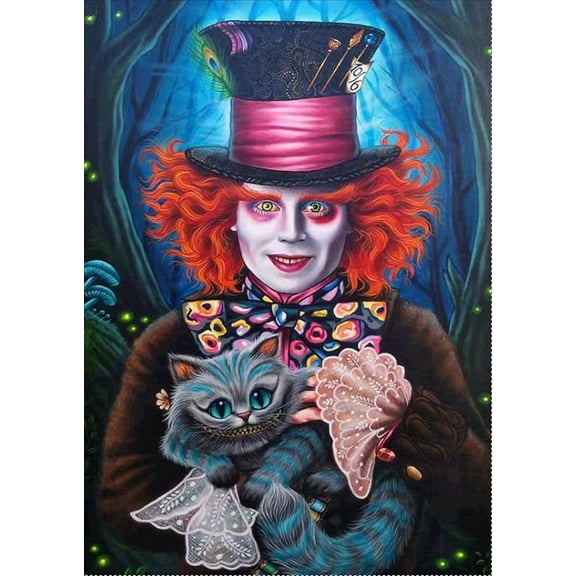 Mad Hatter Diamond Art Painting Kits - Full Drill Diamond Dots Paintings for Beginners, Round 5D Paint with Diamonds Pictures Gem DIY Adult Crafts 12x16inch
