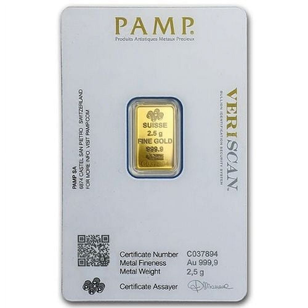 PAMP Suisse 2.5 Gram Gold Bar - Lady Fortuna 0.9999