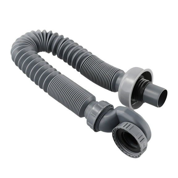 Fangkenuo Bathtub Shower Drain Pipe Low Profile Trap Flexible Bathtub Shower Drain Pipe ABS Flat Tub Gray
