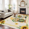 thumbnail image 2 of Sunflowers Gnomes Area Rugs 8'x10', Washable Small Throw Rugs for Living Room Patio, Eucalyptus Spring Linen Texture Indoor Outdoor Rug Non-Slip Low Pile Carpet Runner Reversible Floor Mats, 2 of 8