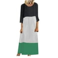 thumbnail image 1 of QIPOPIQ Robes pour Femmes Manches Longues à Volants Printemps et Col Rond Robe d'Été en Coton et Lin Robes Décontractées Couture Contrastée Épaule Manches Longues Robe Offres 2023, 1 of 6