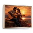 thumbnail image 2 of Designart "love Couple Playing Guitar At Sunset" Romantic Landscape Floater Framed Canvas Wall Art, 2 of 7