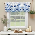 thumbnail image 3 of Watercolor Blue Leaves Window Valance Curtain Blue Flowers Rod Pocket Short Curtain for Living Room, Bedroom & Kitchen Window Decor 60x18in, 3 of 8