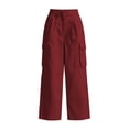 thumbnail image 4 of Mifsaly Lightweight Cargo Pants for Women with Pockets High Waisted Wide Leg Lounge Joggers Comfortable Loose Fit Work Office Everyday Bottoms Wine,S, 4 of 7
