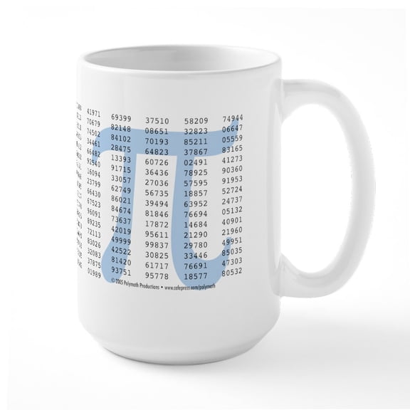 CafePress - Pi To 1001 Digits Large Mug - 15 oz Ceramic Large White Novelty Mug