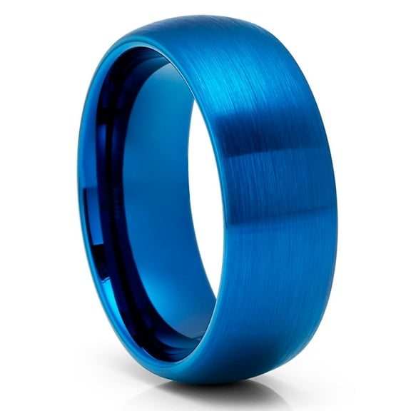 Blue Wedding Ring,8mm Wedding Ring,Tungsten Carbide Ring,Unique Wedding Ring,Blue Tungsten Band