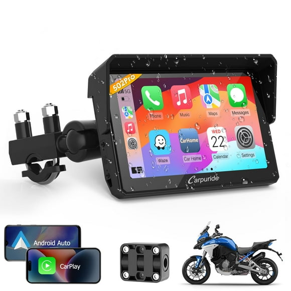 Pantalla de navegación GPS Carpuride W502PRO para motocicleta