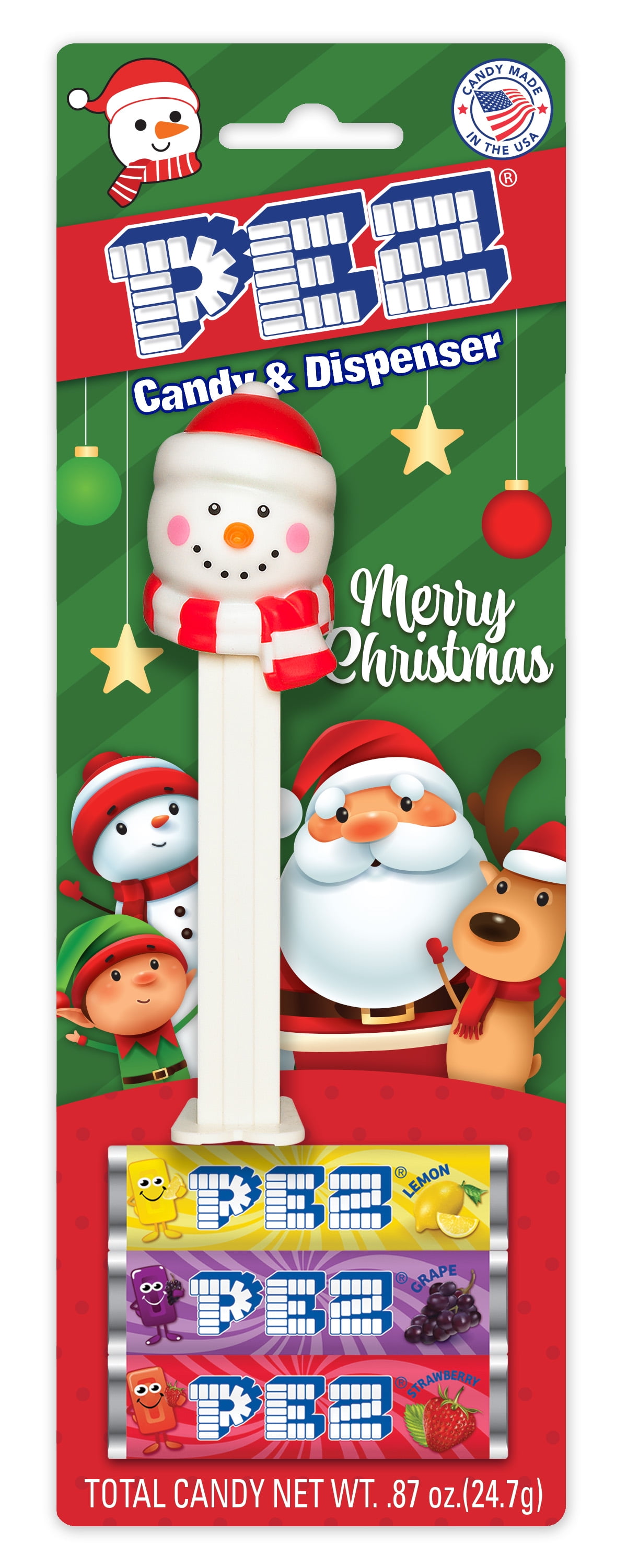 PEZ Candy Christmas Snowman ,1 Candy Dispenser Plus 3 Rolls