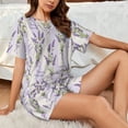 thumbnail image 4 of Sikiie Lavender Flowers Womens Pajama Sets Short Sleeve Top With Pants Sleepwear 2 Piece Lounge Set3X-Large, 4 of 6