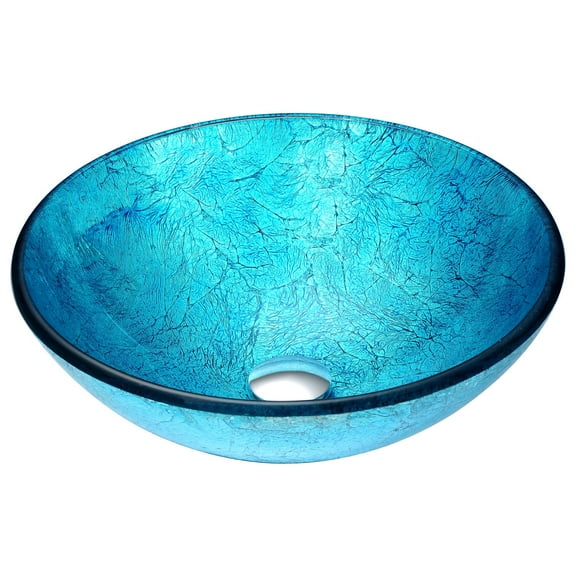 ANZZI Accent 16.5" High Tempered Glass Vessel Bathroom Sink in Blue Ice