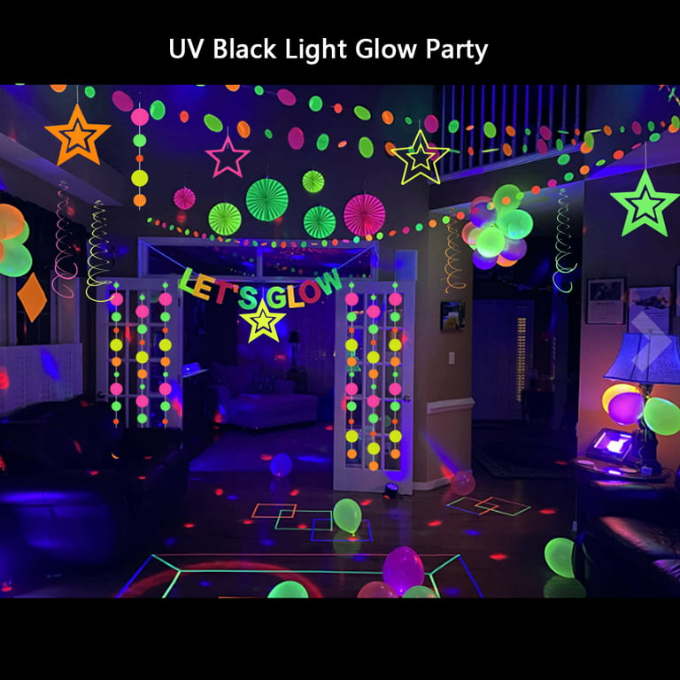 100 Pack 12inch Neon Glow Party Balloons UV Blacklight Reactive Latex Glow Balloons for Blacklight Party Birthday Wedding,Love Dot Pattern