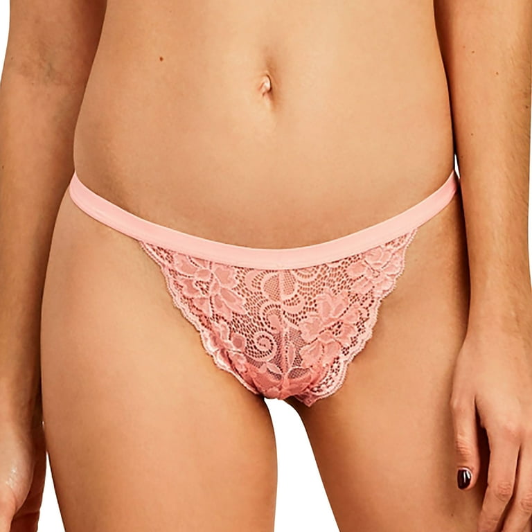 LAVRA Women's 6 Pack Assorted Lace and Cotton Stretch Thong Panties