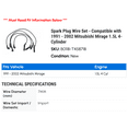 thumbnail image 2 of Spark Plug Wire Set - Compatible with 1991 - 2002 Mitsubishi Mirage 1.5L 4-Cylinder 1992 1993 1994 1995 1996 1997 1998 1999 2000 2001, 2 of 2