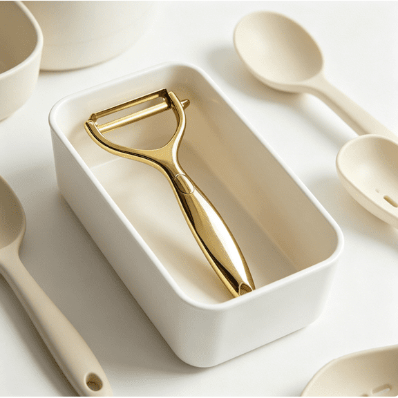 Stainless Steel Heavy Duty Fruit & Vegetable Peeler, Golden Flat Blade (420 Blade), Kitchen Potato Peeling Tool