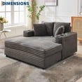 thumbnail image 2 of GARVEE 60" Chaise Lounge Chair Indoor,Oversized Boneless Sofa Bed with Charging Station&Cup Holders & Throw Pillows,Deep Seat Sleeper Couch Reading Chairs,Grey, 2 of 10